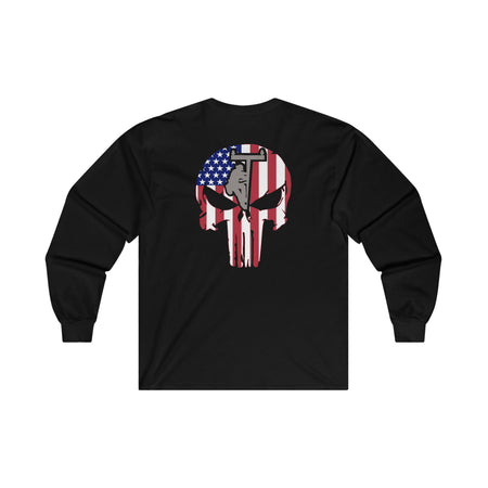 "Lineman Flag Punisher Skull" Long Sleeve T-Shirt
