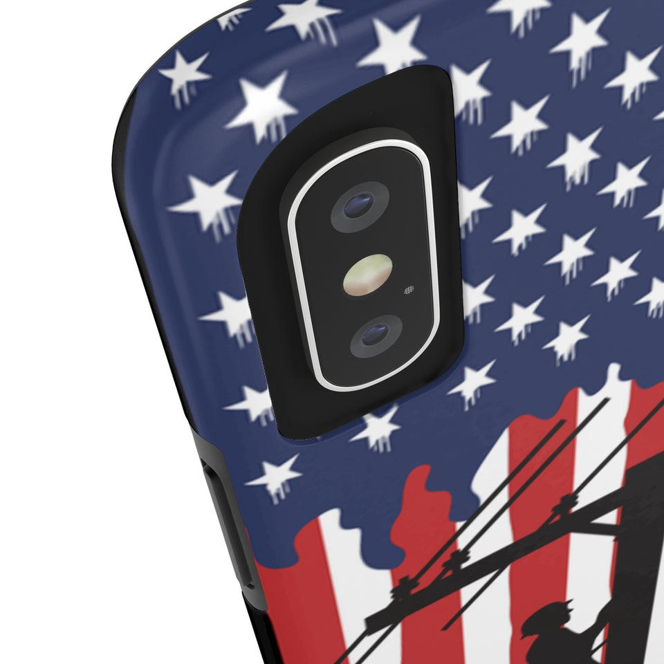 Tough iPhone American Flag Lineman Case