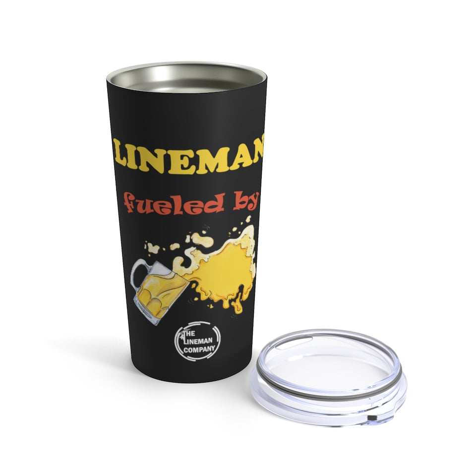 "Lineman, Fueled By Booze " Stainless Steel 20oz Tumbler