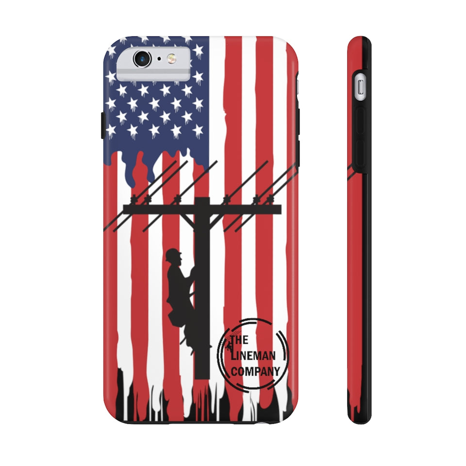 Tough iPhone American Flag Lineman Case