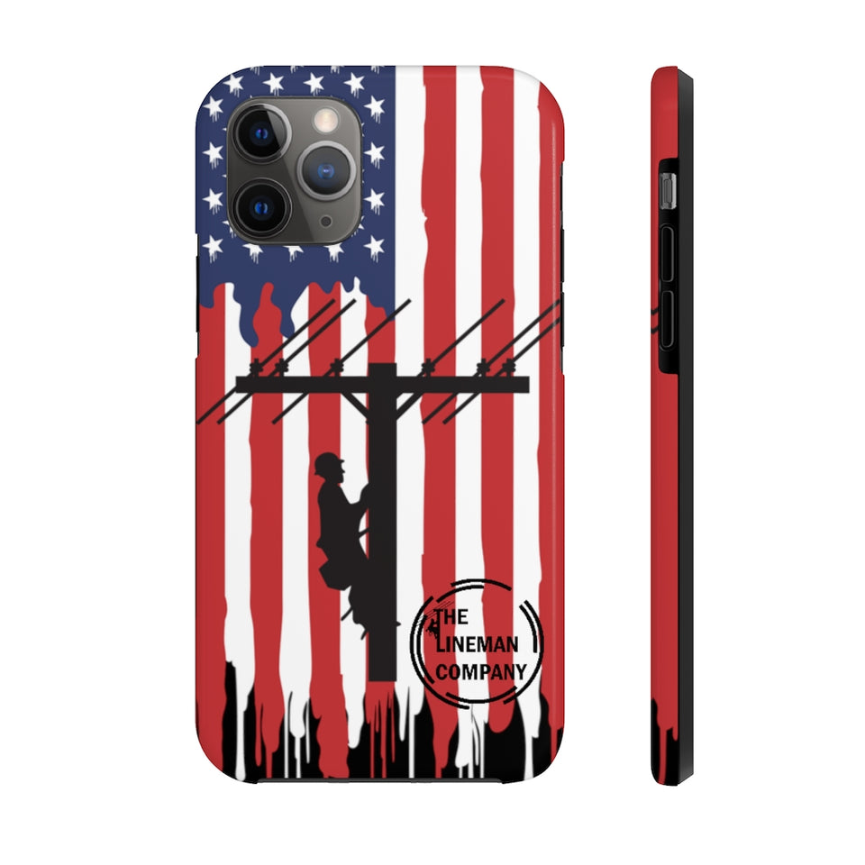 Tough iPhone American Flag Lineman Case