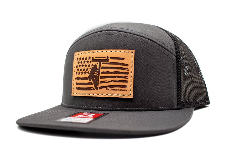 "Lineman Flag" Leather Patch Richardson Flat Bill