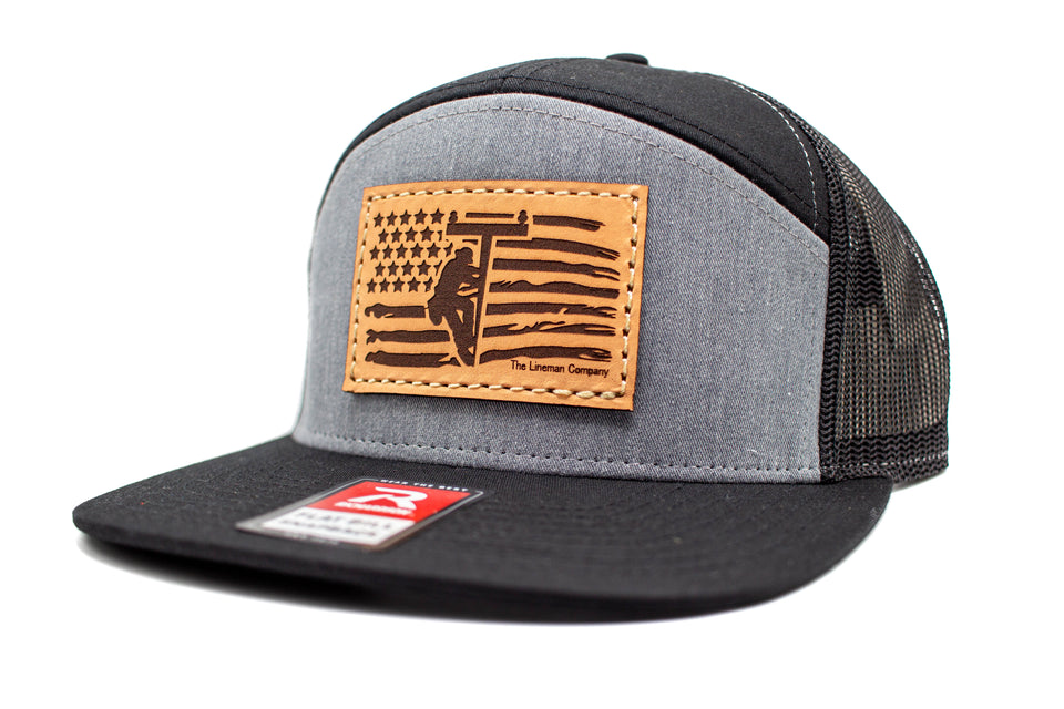 "Lineman Flag" Leather Patch Richardson Flat Bill