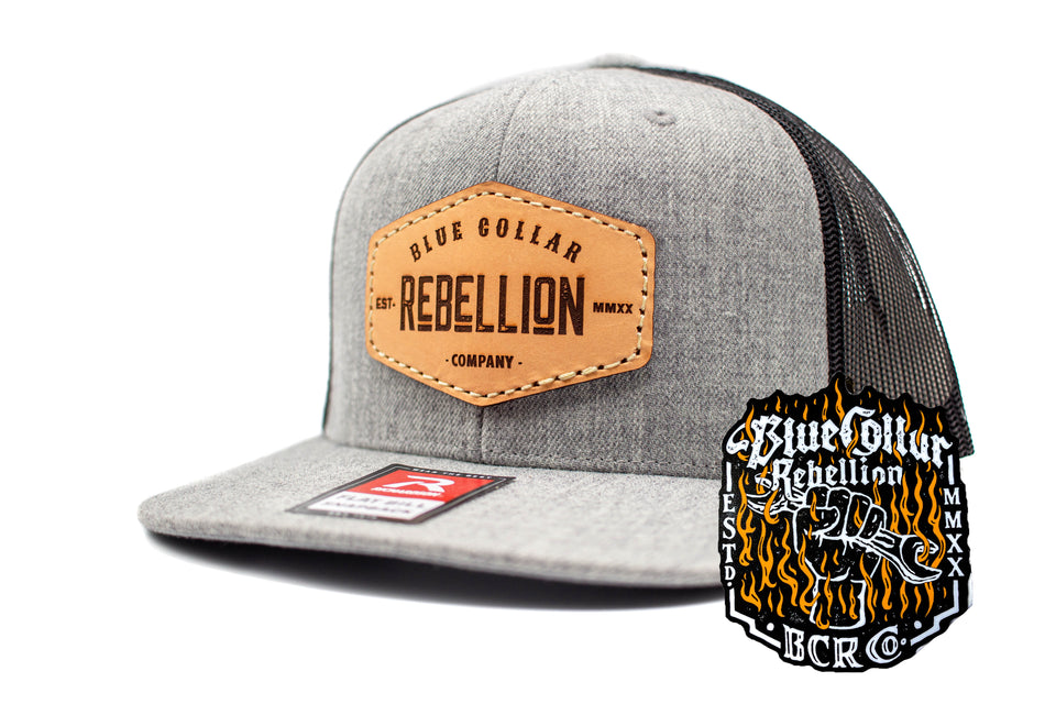 "Blue Collar Rebellion Co." Leather Patch Richardson Flat Bill Snapback