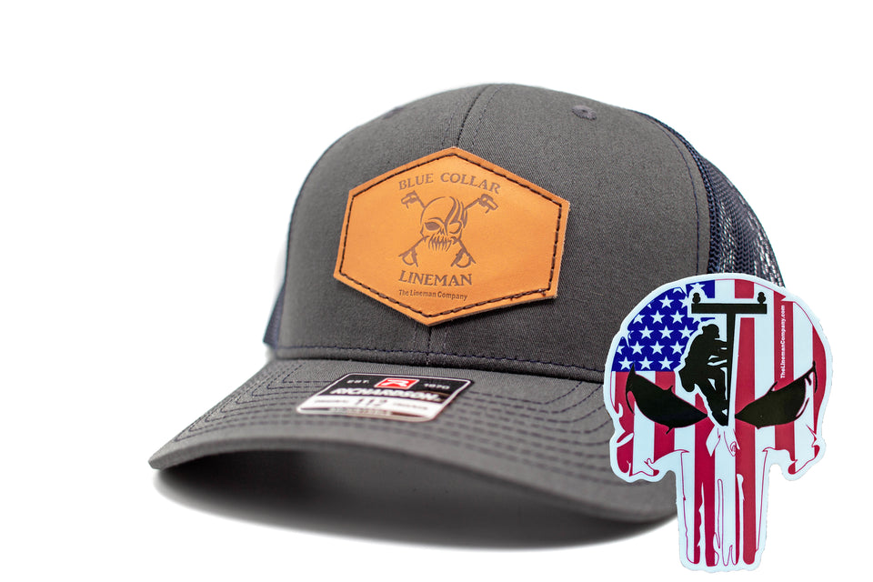 "Blue Collar Lineman" Leather Patch Richardson 112 Hat