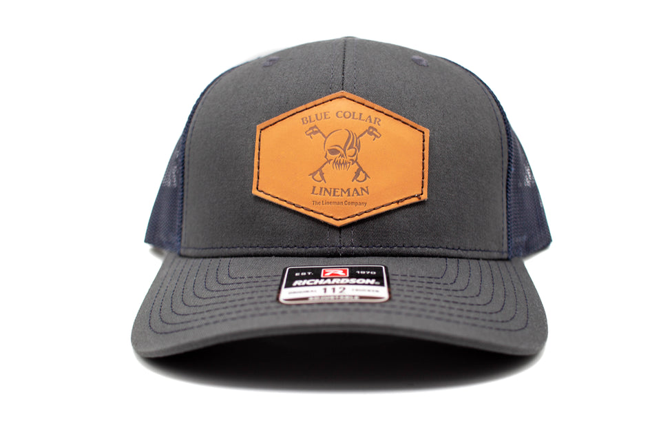 "Blue Collar Lineman" Leather Patch Richardson 112 Hat