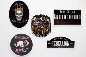 "Blue Collar Rebellion Flames" 2x2.5" Sticker