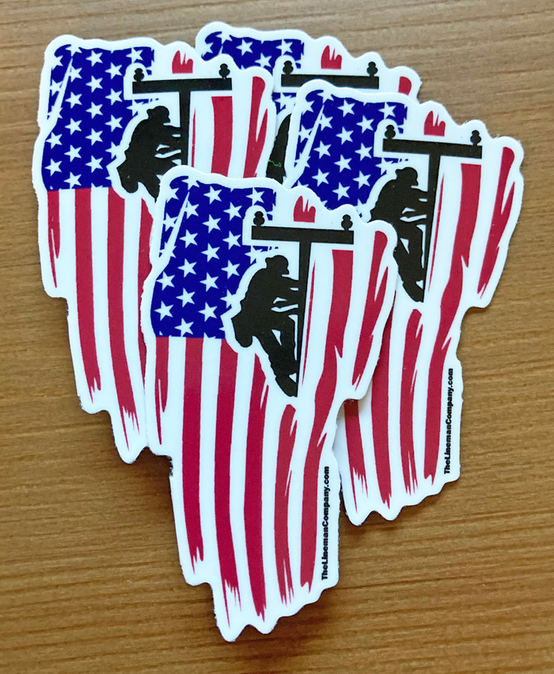 "Lineman Flag" 3x2" Sticker