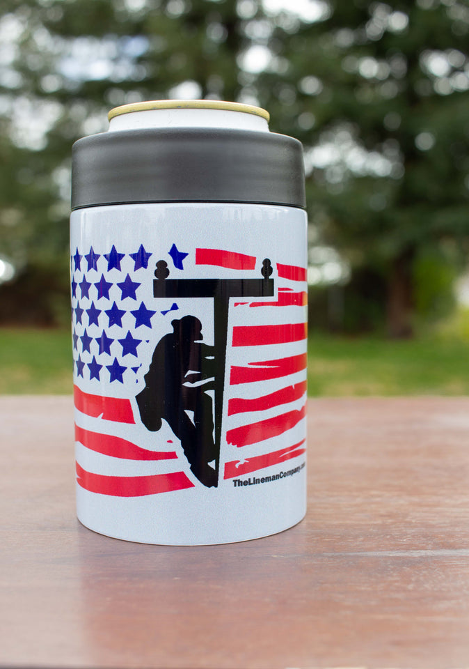 "Lineman Flag" Stainless Steel Beer Sleeve