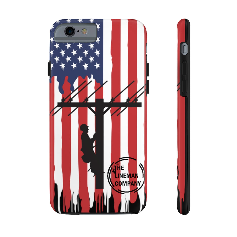 Tough iPhone American Flag Lineman Case