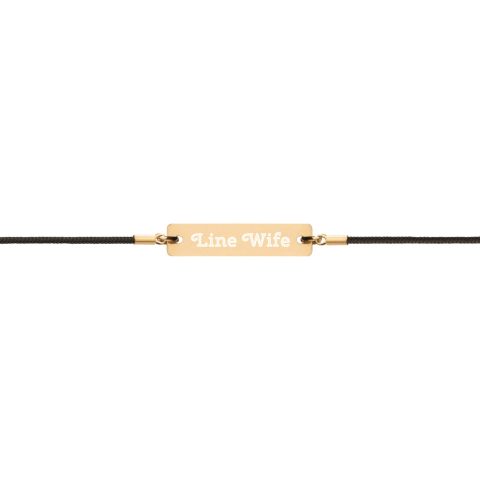 "Linewife" Silver, Engraved Bar String Bracelet (3 Colors)