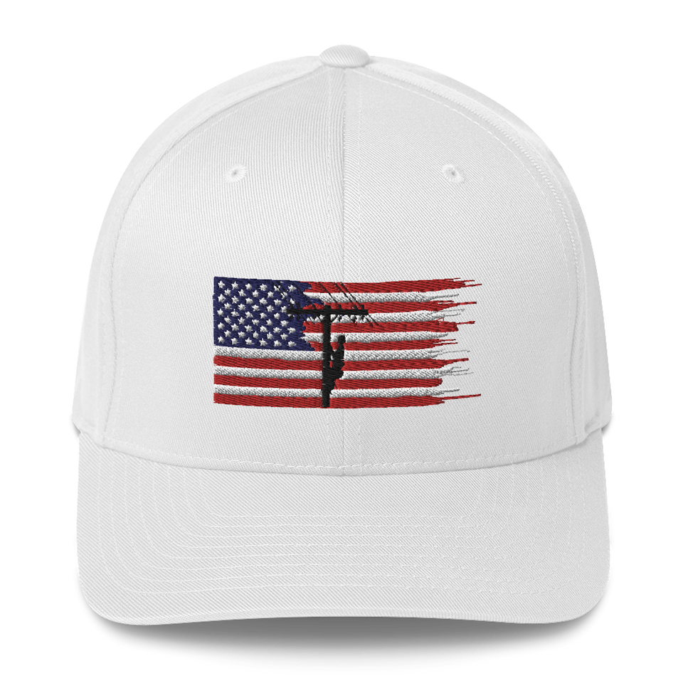 American Flag Lineman Flex Fit Hat