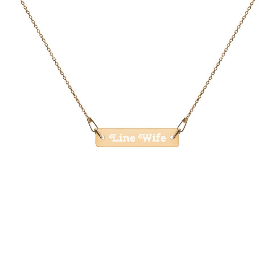 "Linewife" Silver, Engraved Bar Necklace (3 Colors)