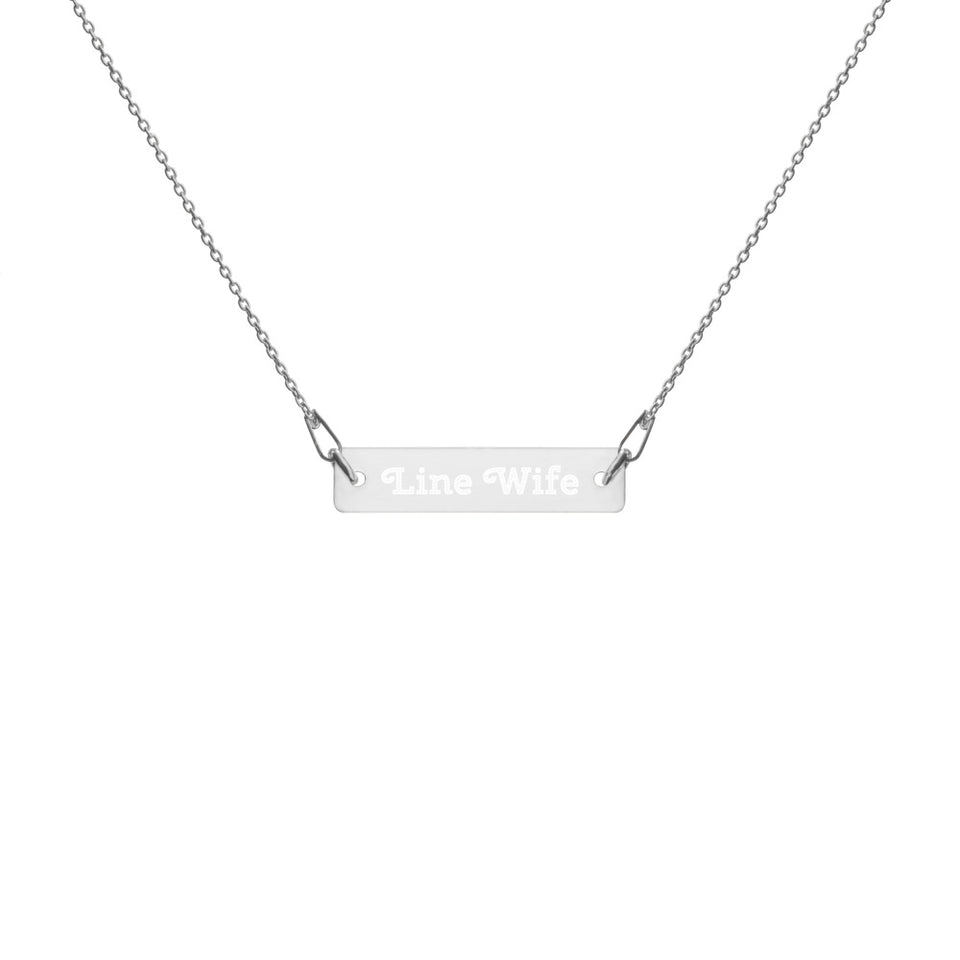 "Linewife" Silver, Engraved Bar Necklace (3 Colors)