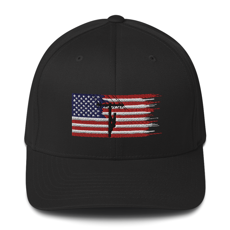 American Flag Lineman Flex Fit Hat