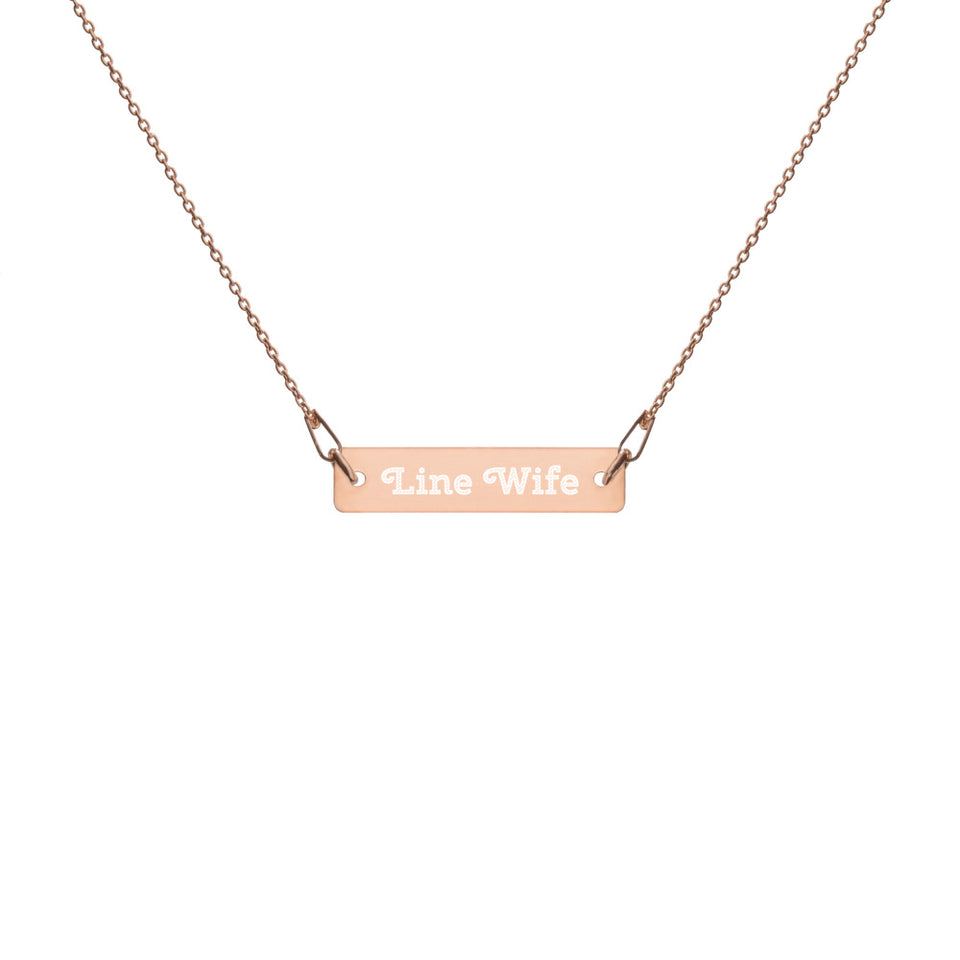 "Linewife" Silver, Engraved Bar Necklace (3 Colors)
