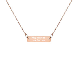 "My Heart Is On The Line" Silver Engraved Bar Chain Necklace (3 Colors)