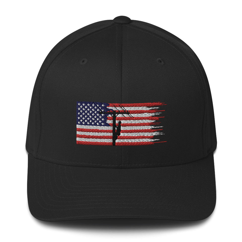 American Flag Lineman Flex Fit Hat