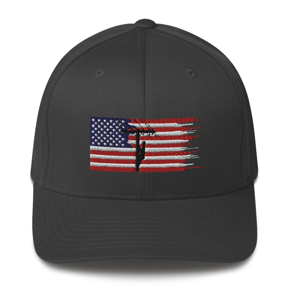 American Flag Lineman Flex Fit Hat